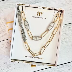 Elegant BP Gold and Silver Chain Necklace